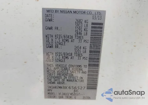 2013 Nissan Pathfinder Sv from USA, damaged, VIN 5N1AR2MN3DC656527